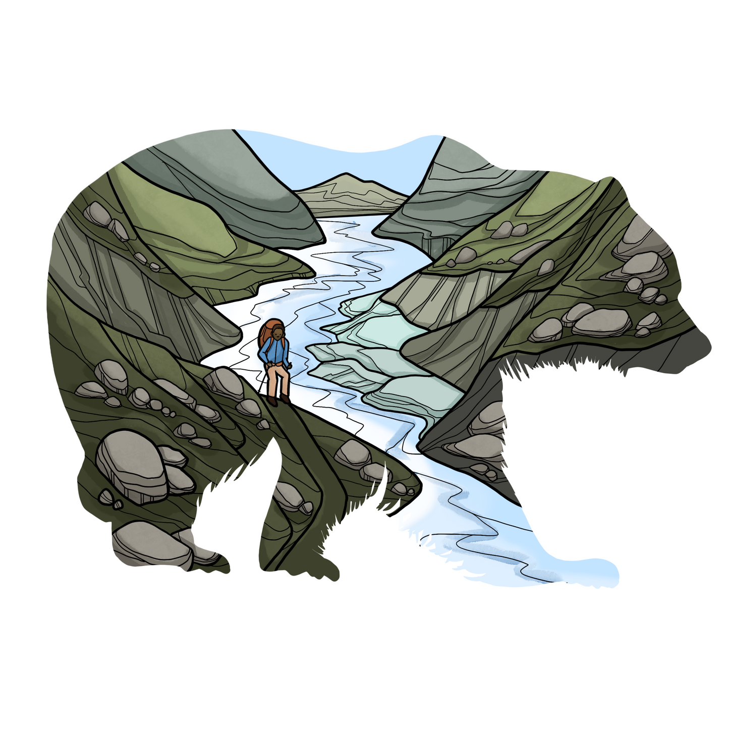 Grizzly Bear Backpacker sticker