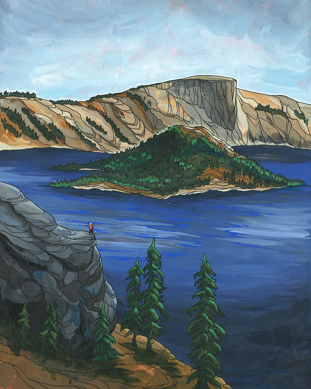 Crater Lake Summer wood panel print