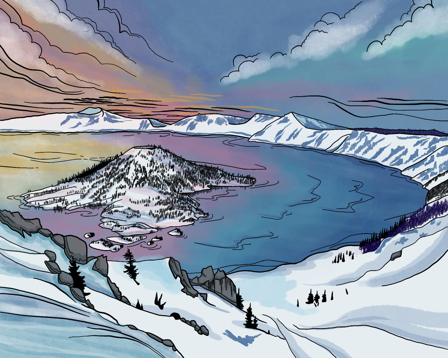 Crater Lake Winter greeting card