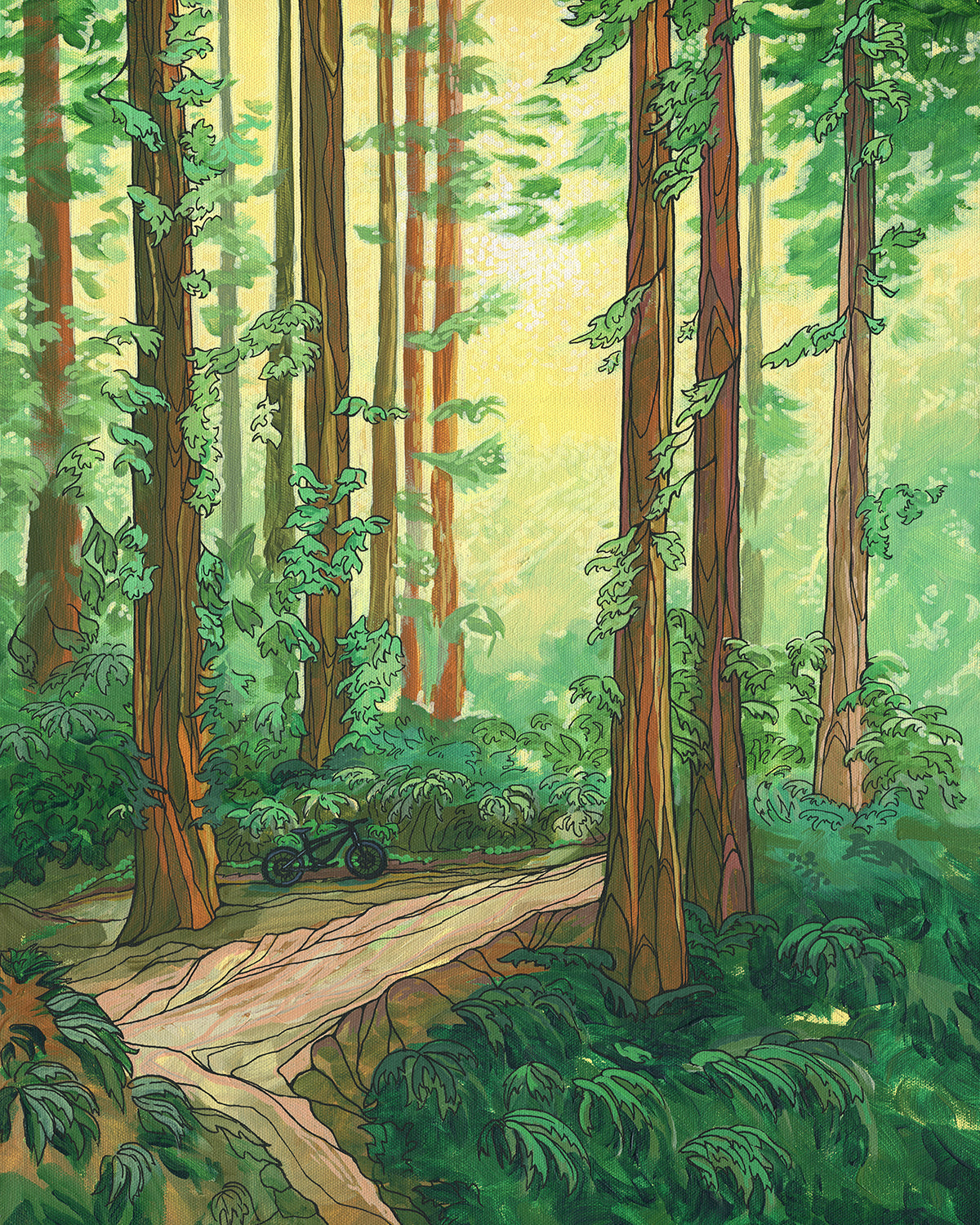 Forest Bike Ride original artwork