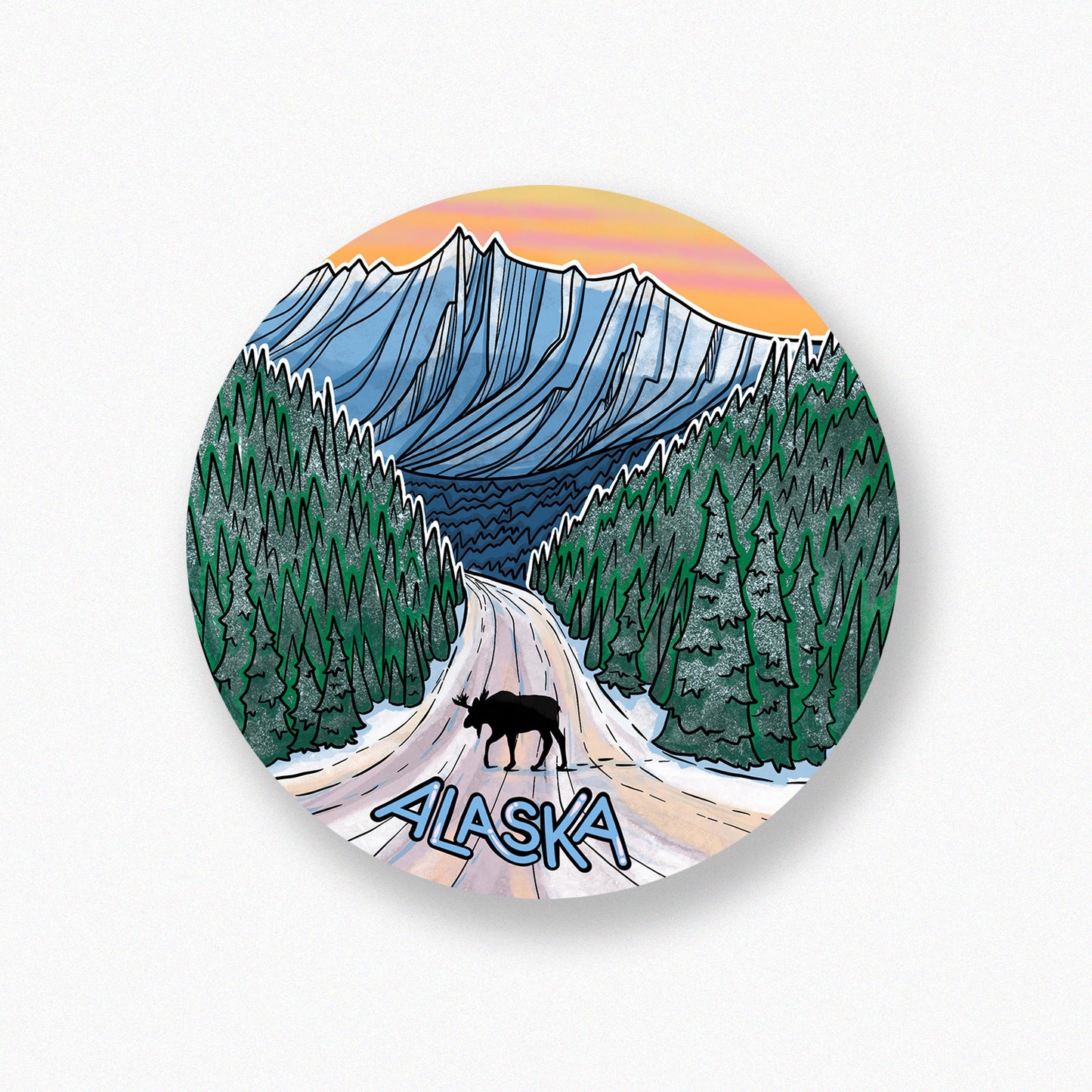 Moose on Road sticker