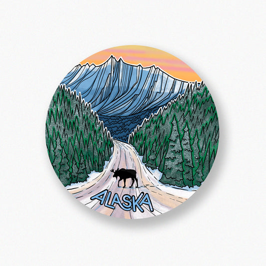 Moose on Road sticker