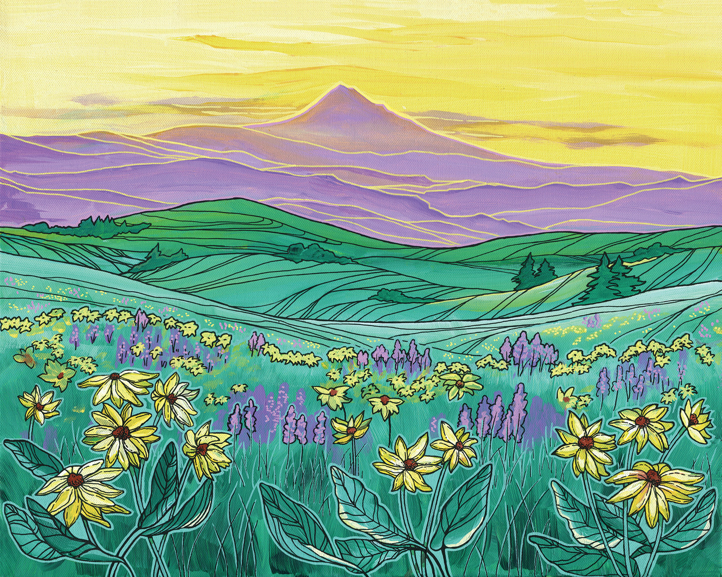 Mount Hood Wildflowers original artwork