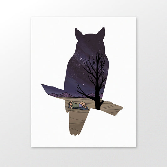 Owl Milky Way art print