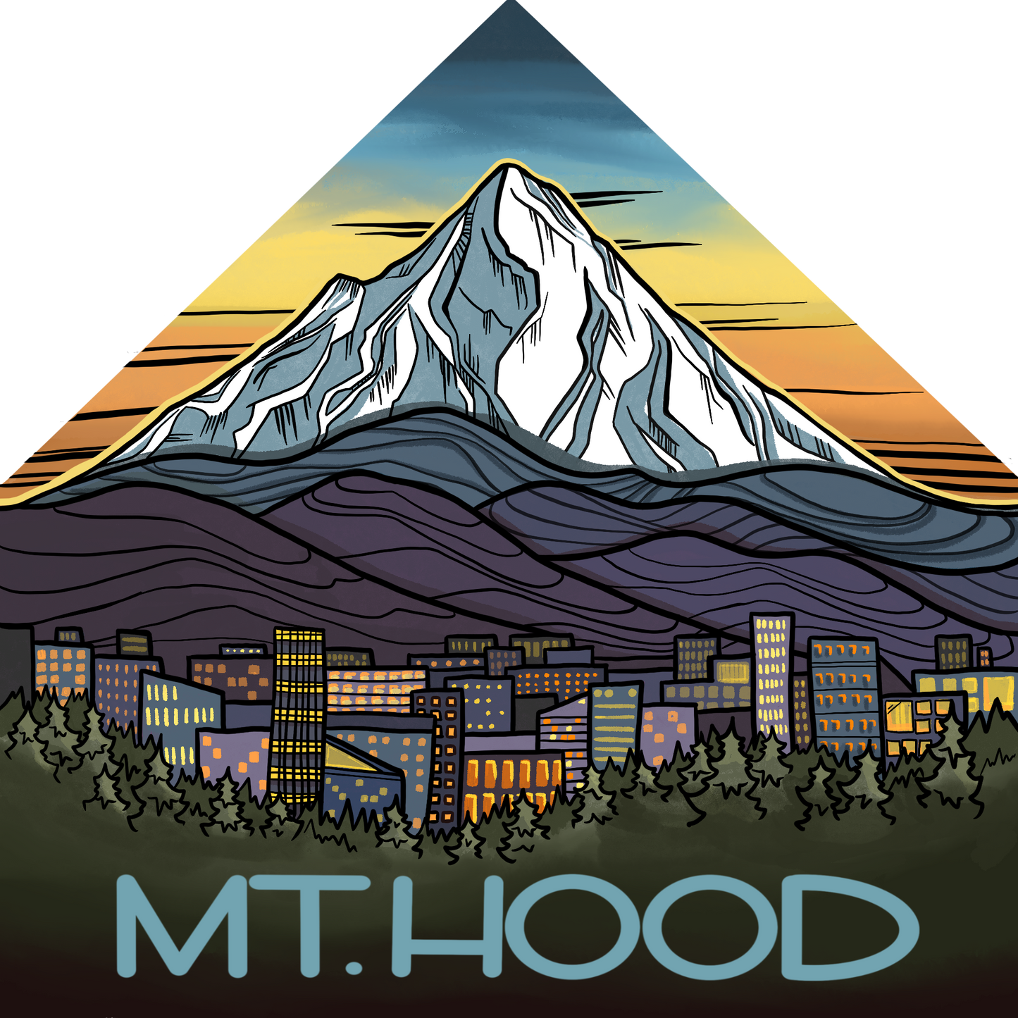 Mount Hood & Portland sticker