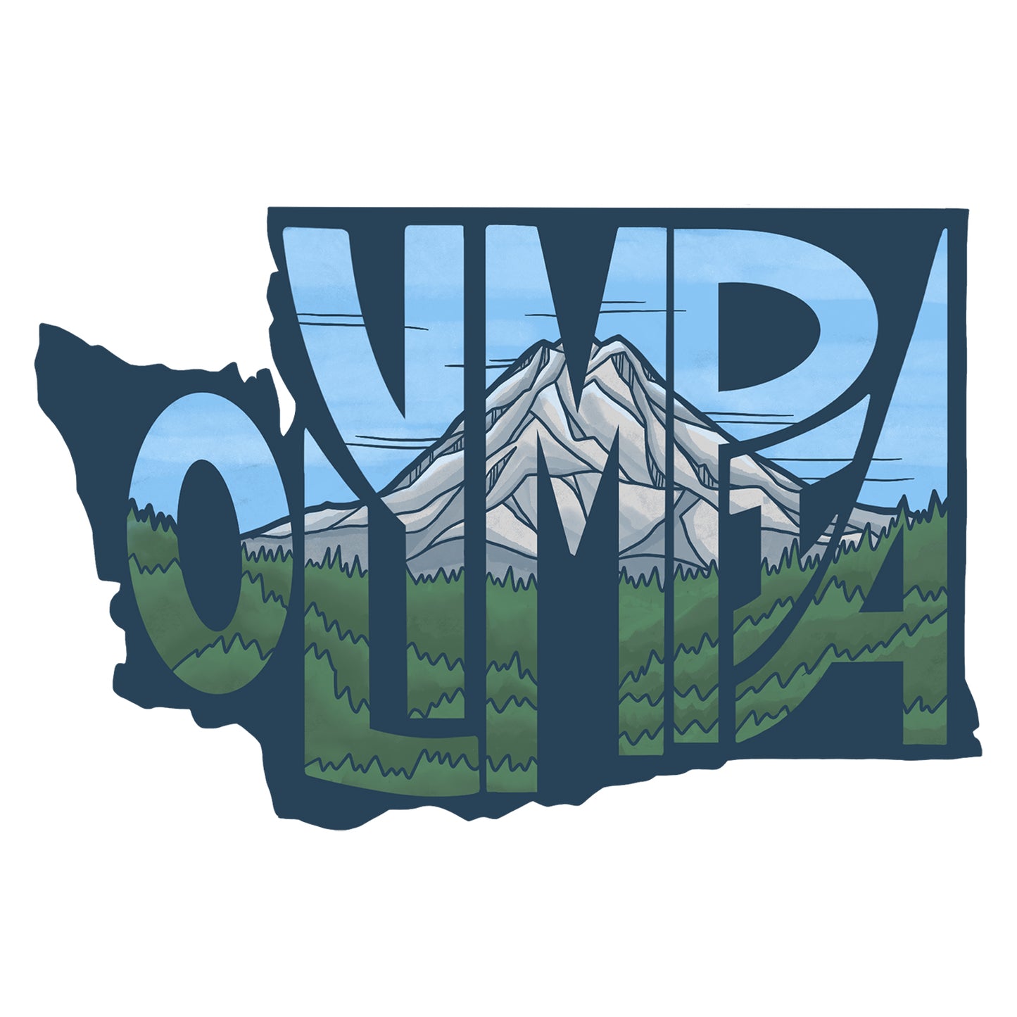 Olympia WA State Shape sticker