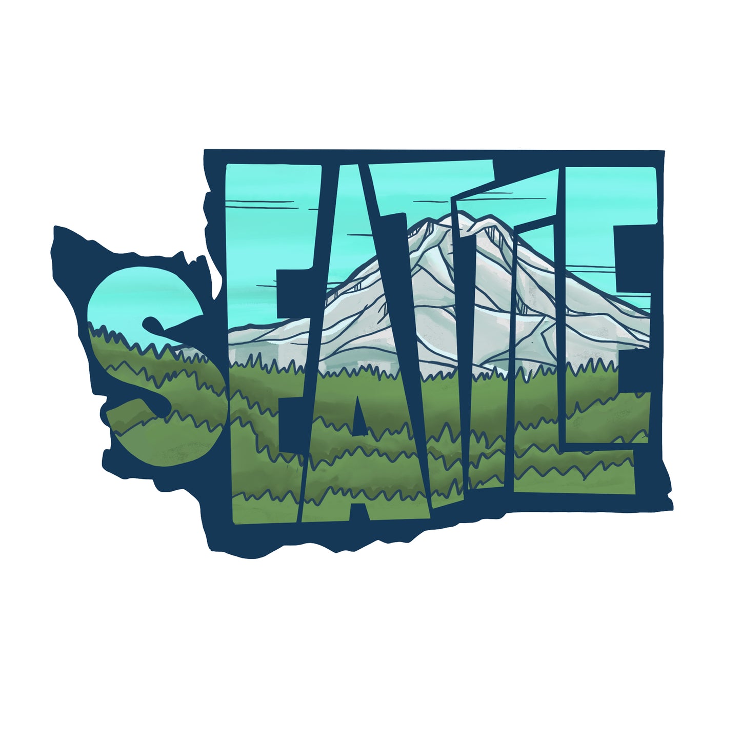 Seattle and Mt. Rainier sticker