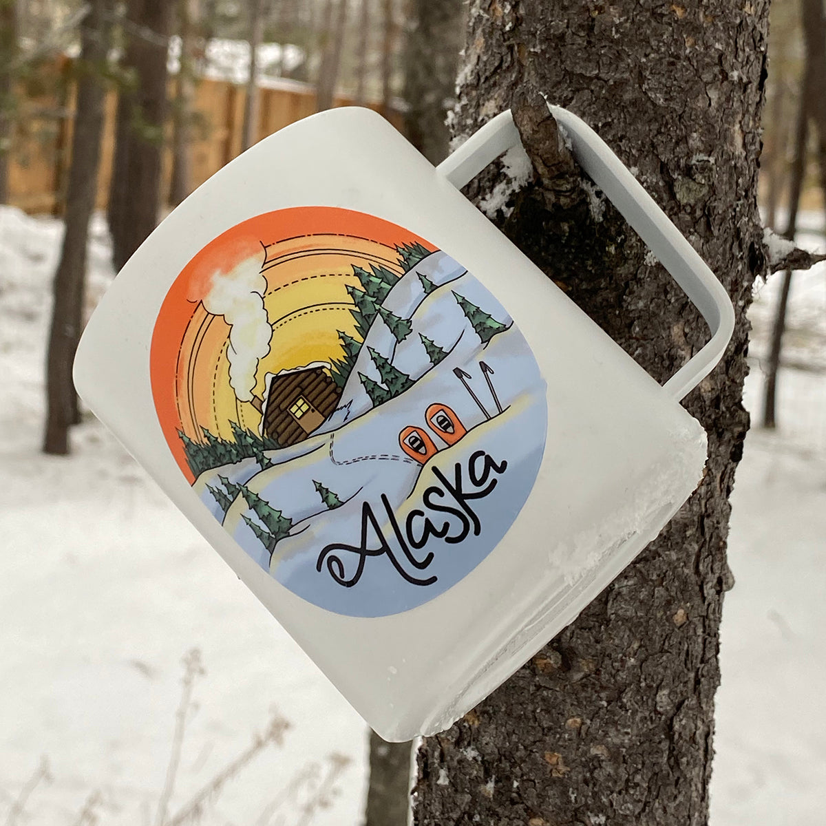 Snowy Cabin Alaska sticker
