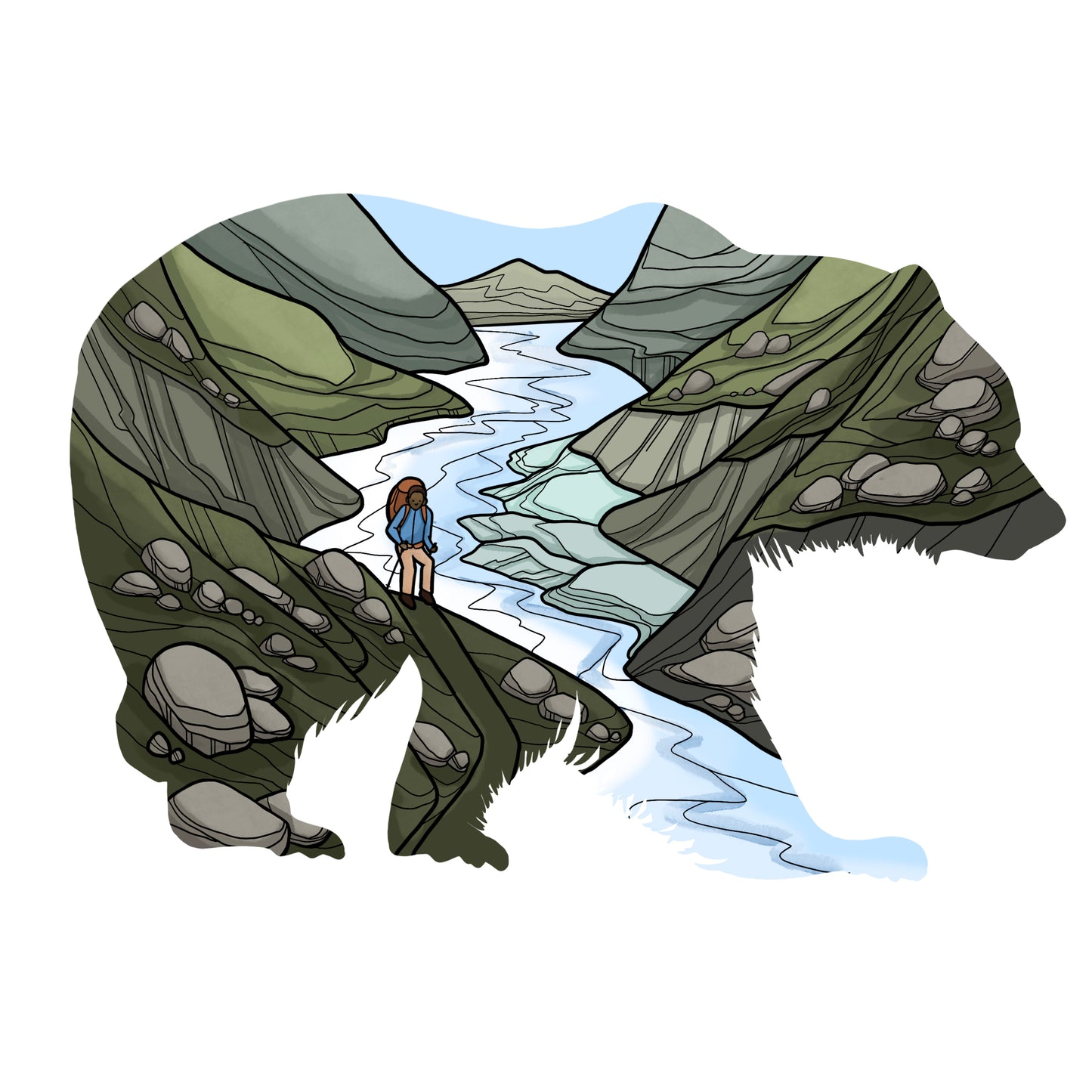 Grizzly Bear Backpacker art print