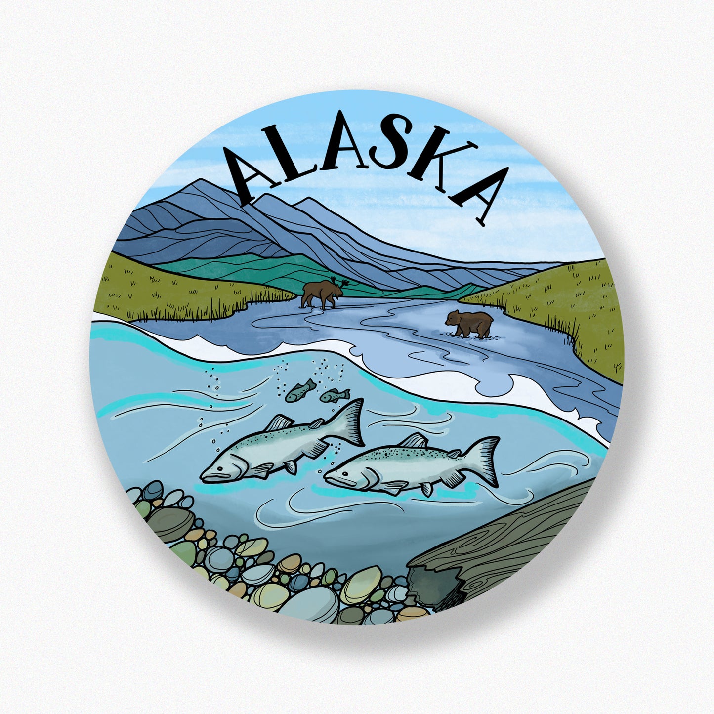 Alaska River Wildlife sticker