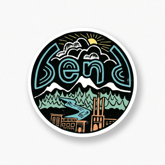 Bend Linocut sticker