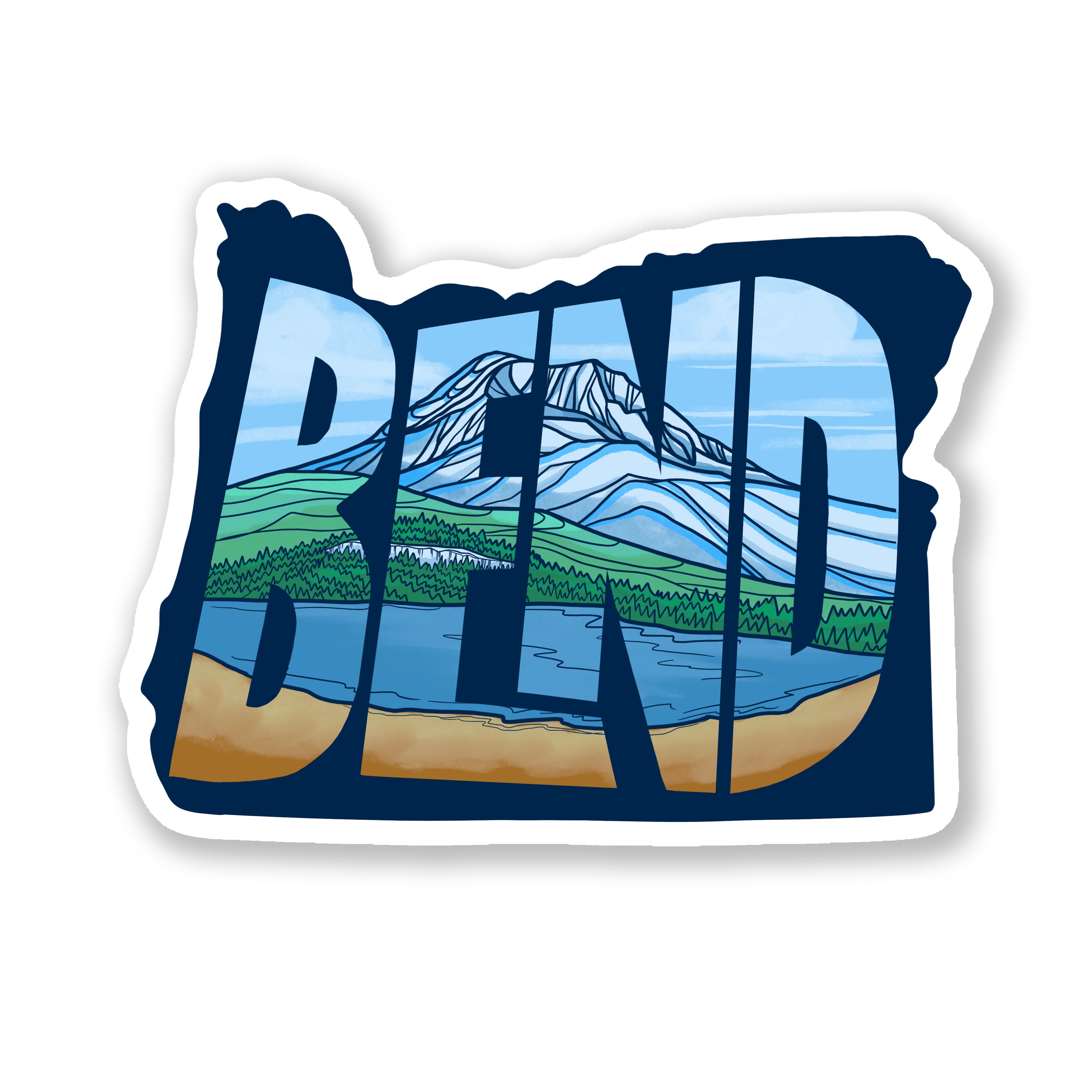 Bend Oregon State Shape sticker – Michele Michael Art