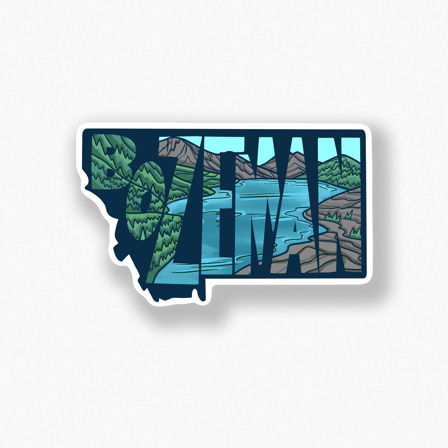 Bozeman Montana state shape sticker