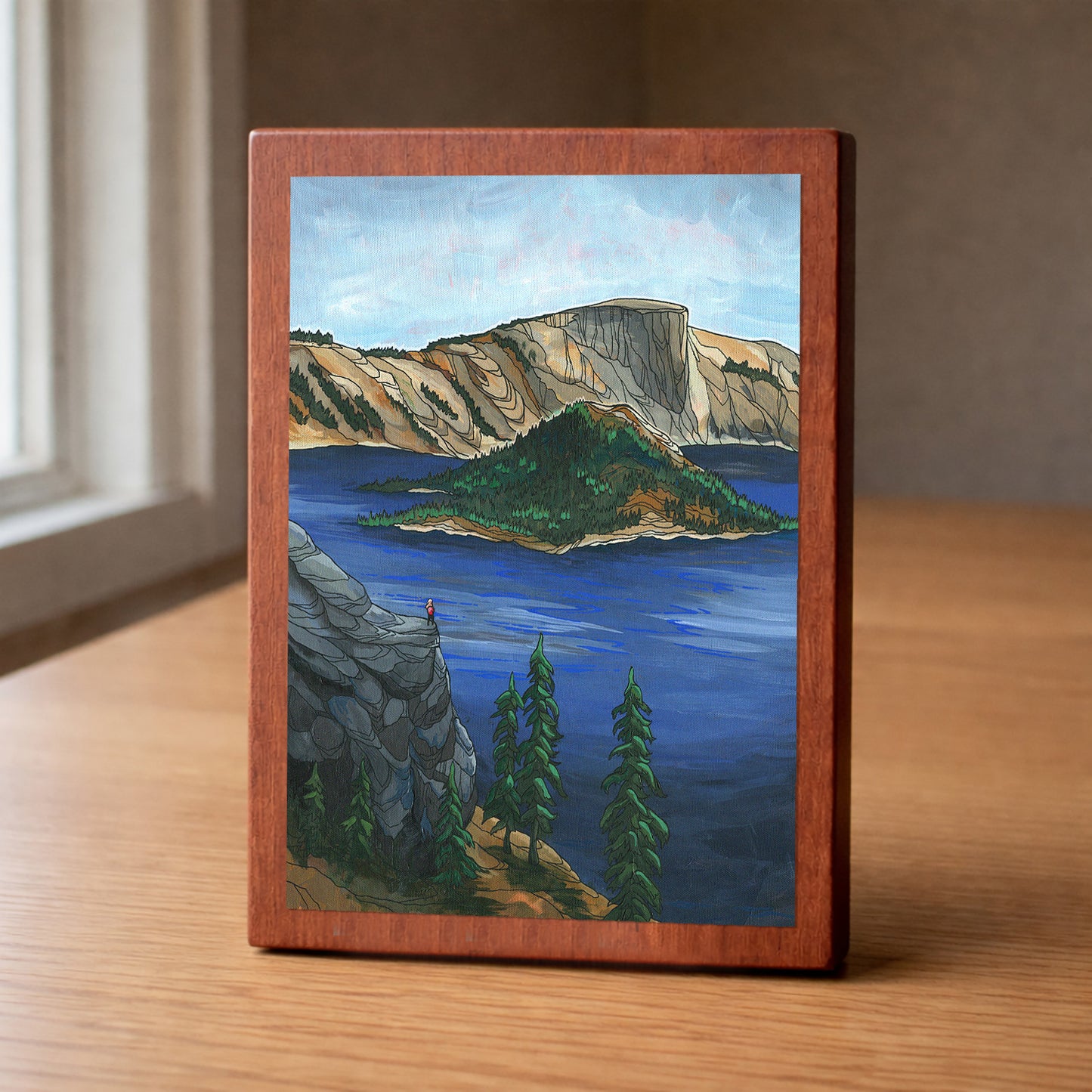 Crater Lake Summer wood panel print