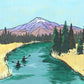 Deschutes Kayakers wood panel print