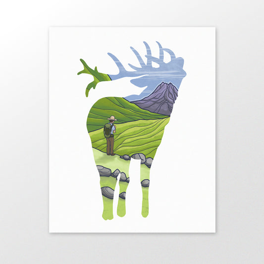 Elk Hiker art print