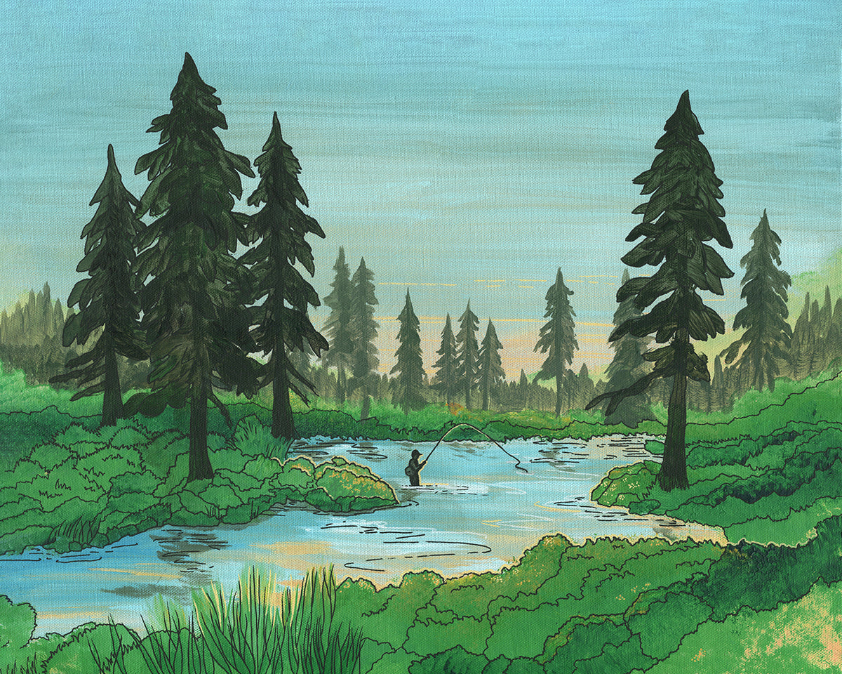 Fall River Angler wood panel print