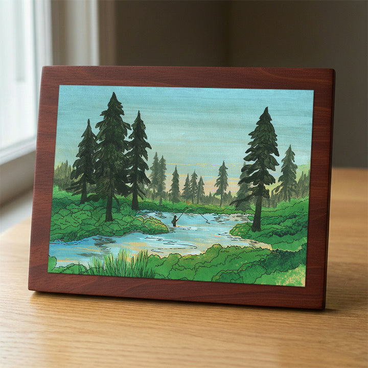 Fall River Angler wood panel print