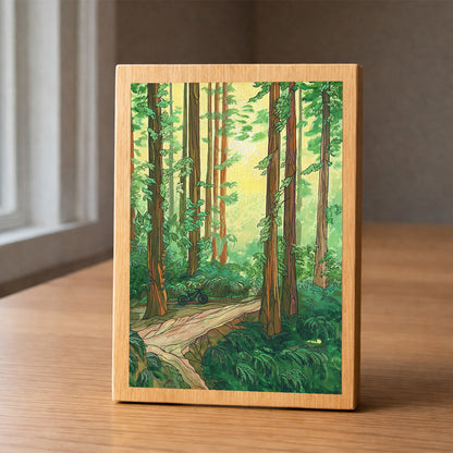 Forest Bike Ride wood panel print