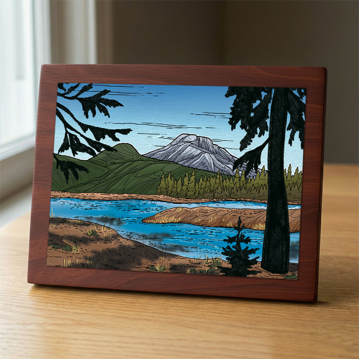 Green Lakes wood panel print