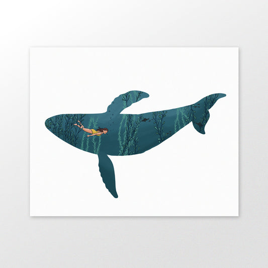 Humpback Whale Diver art print