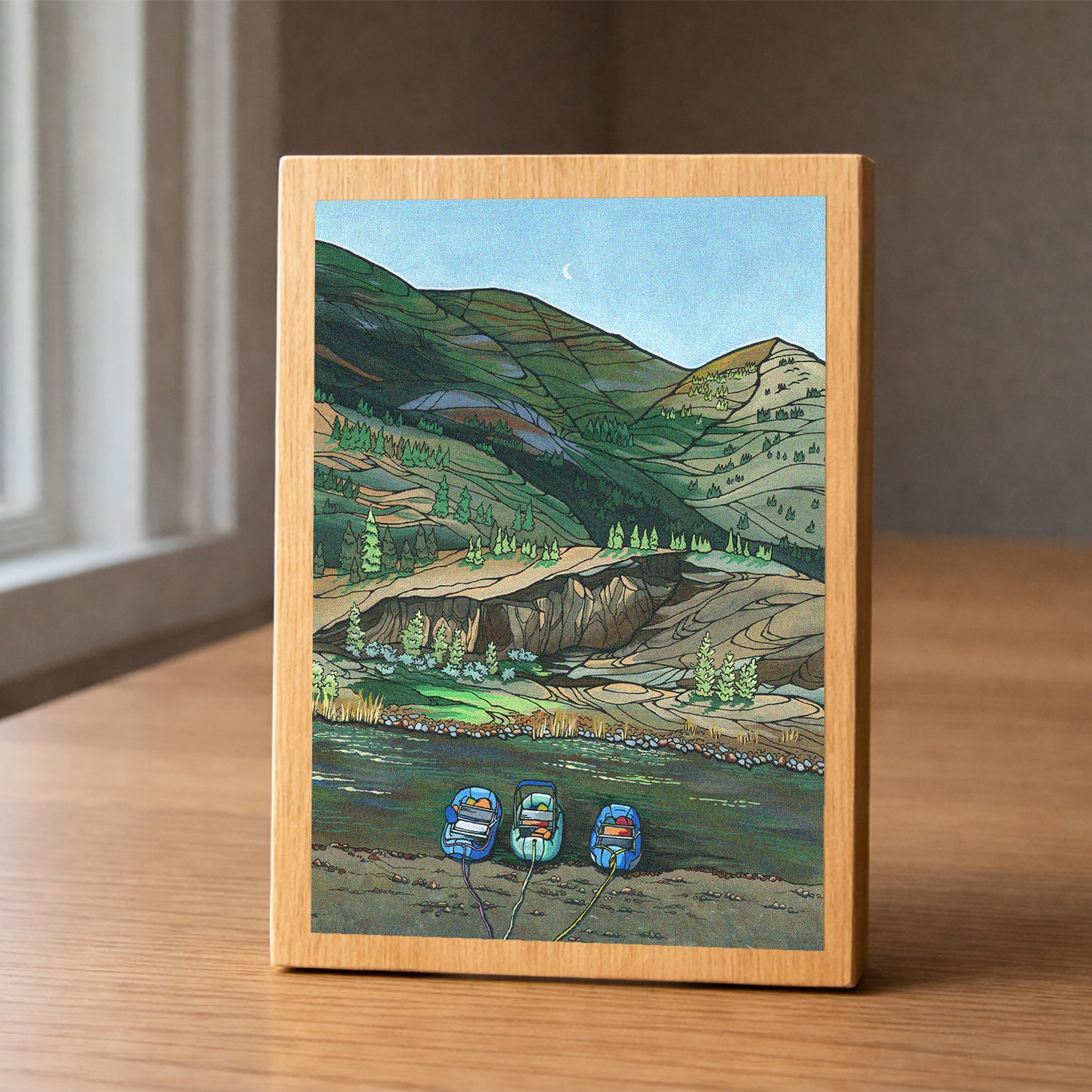 John Day Rafting wood panel print