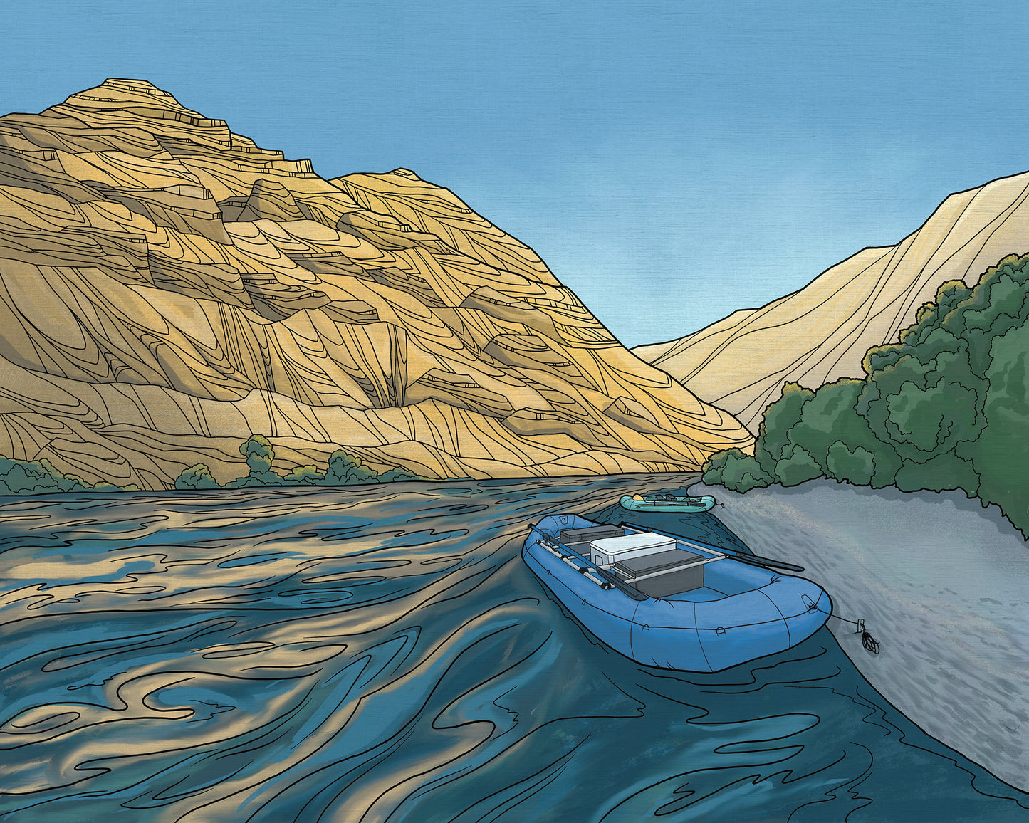Lower Deschutes Rafting wood panel print