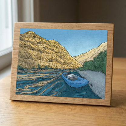 Lower Deschutes Rafting wood panel print