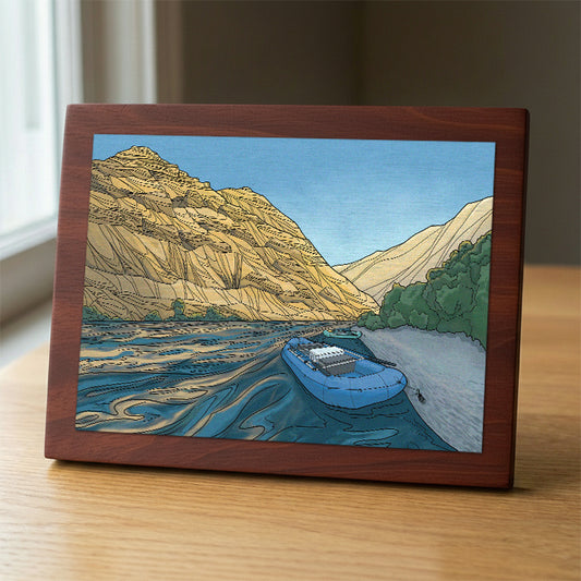 Lower Deschutes Rafting wood panel print