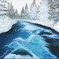 Metolius River in Winter wood panel print