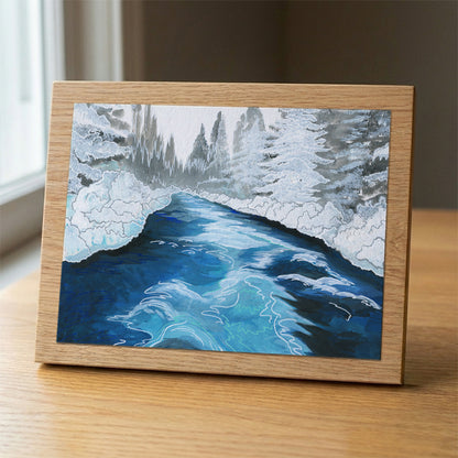 Metolius River in Winter wood panel print