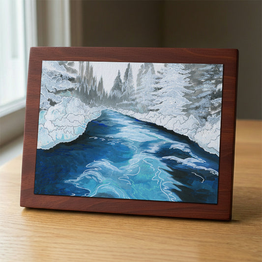 Metolius River in Winter wood panel print