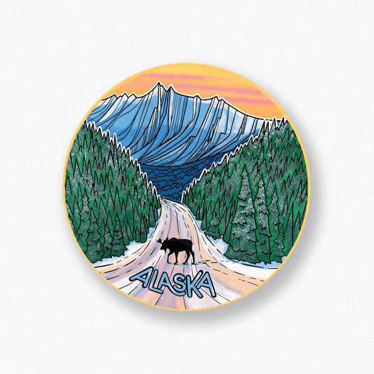 Moose on Road sticker