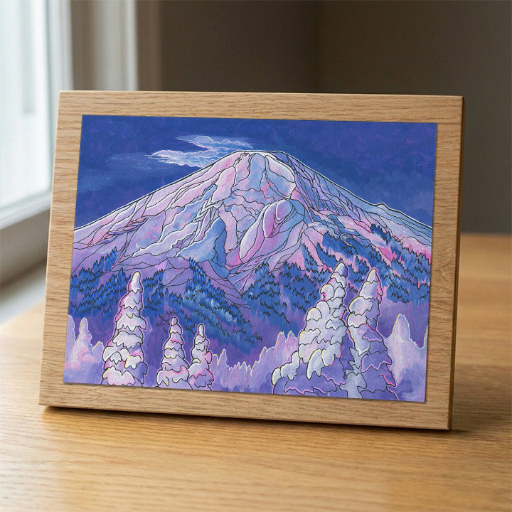 Mount Bachelor Sunrise wood panel print