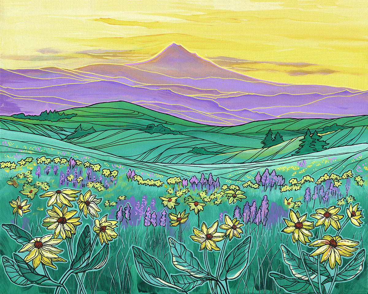 Mount Hood Wildflowers wood panel print