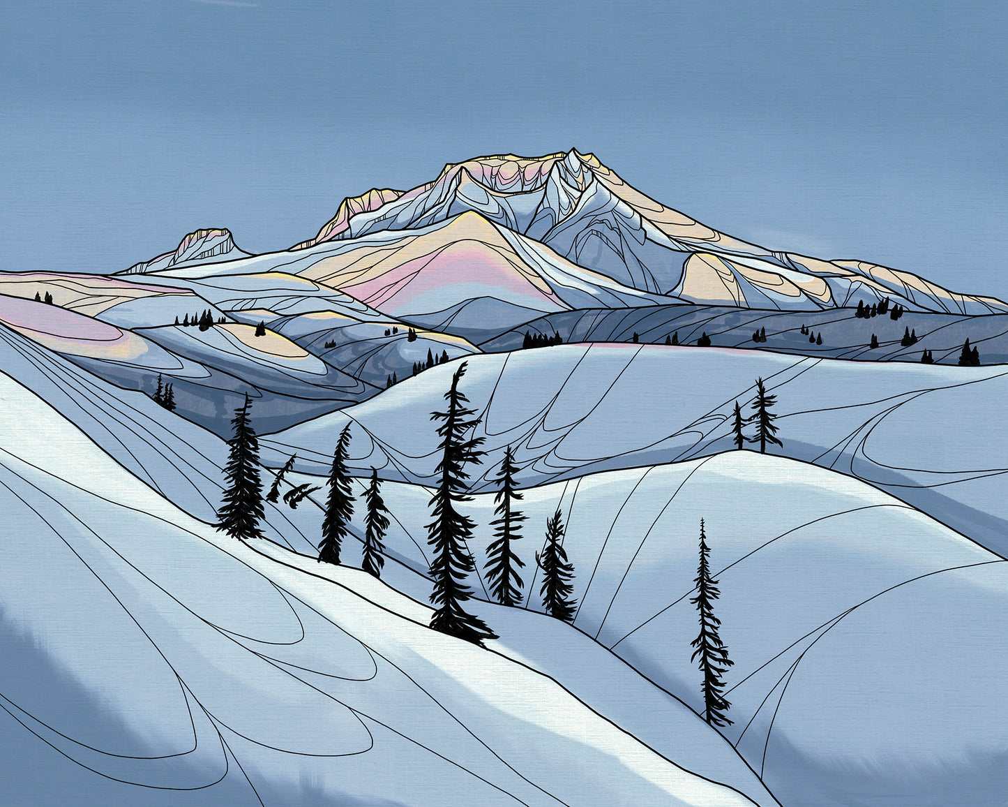 Mount Hood Winter wood panel print