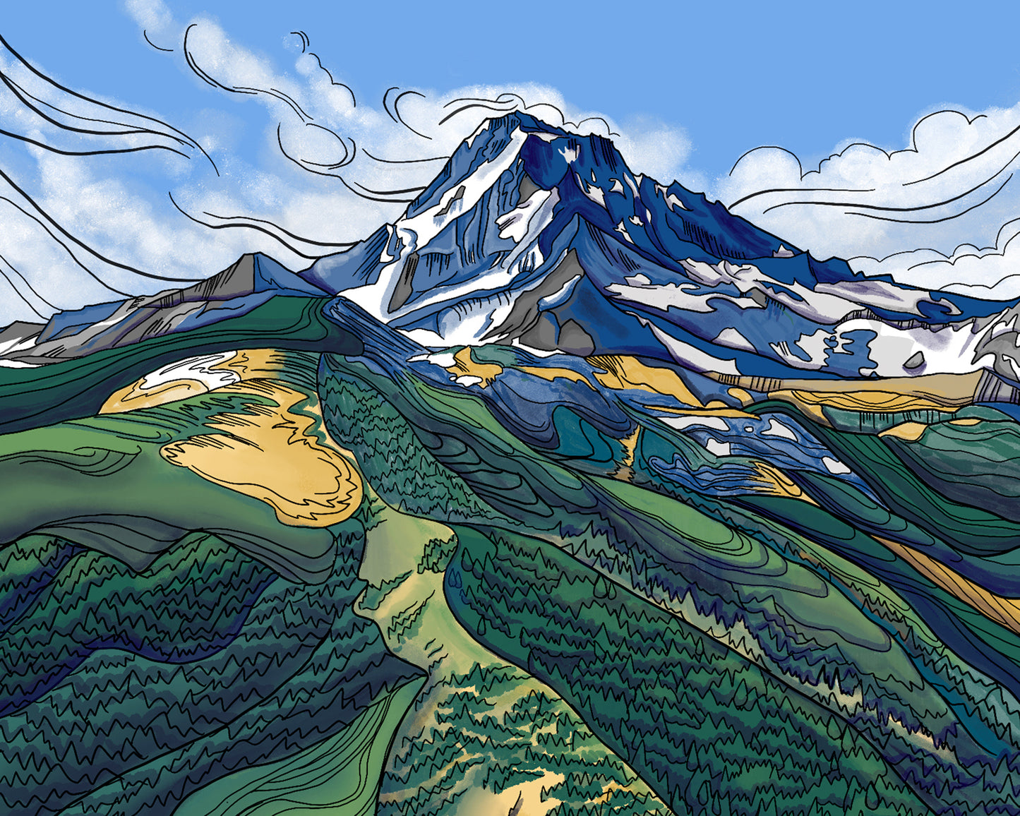 Mount Jefferson wood panel print