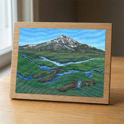 Mountain View wood panel print