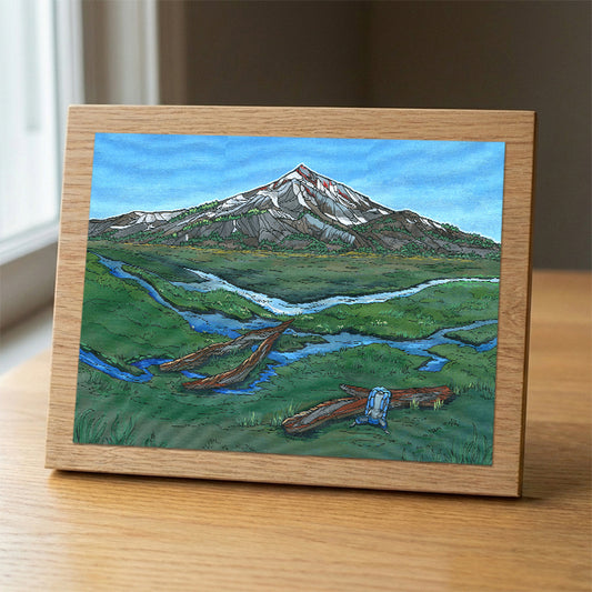 Mountain View wood panel print