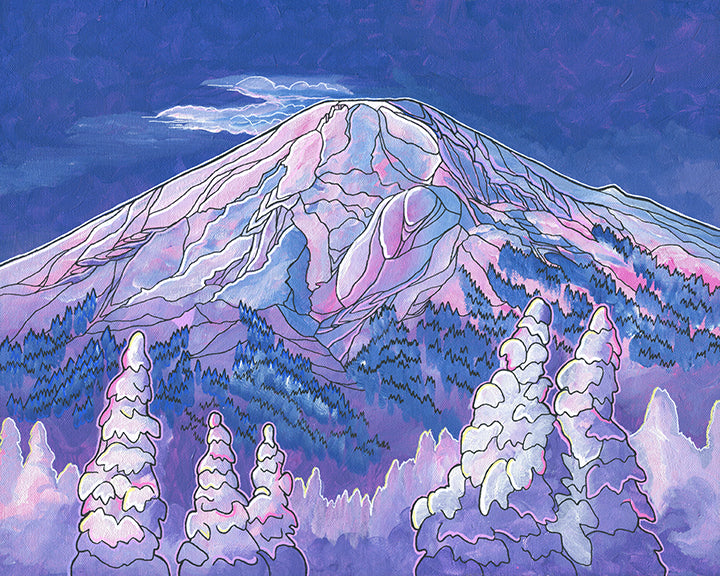 Mount Bachelor Sunrise wood panel print