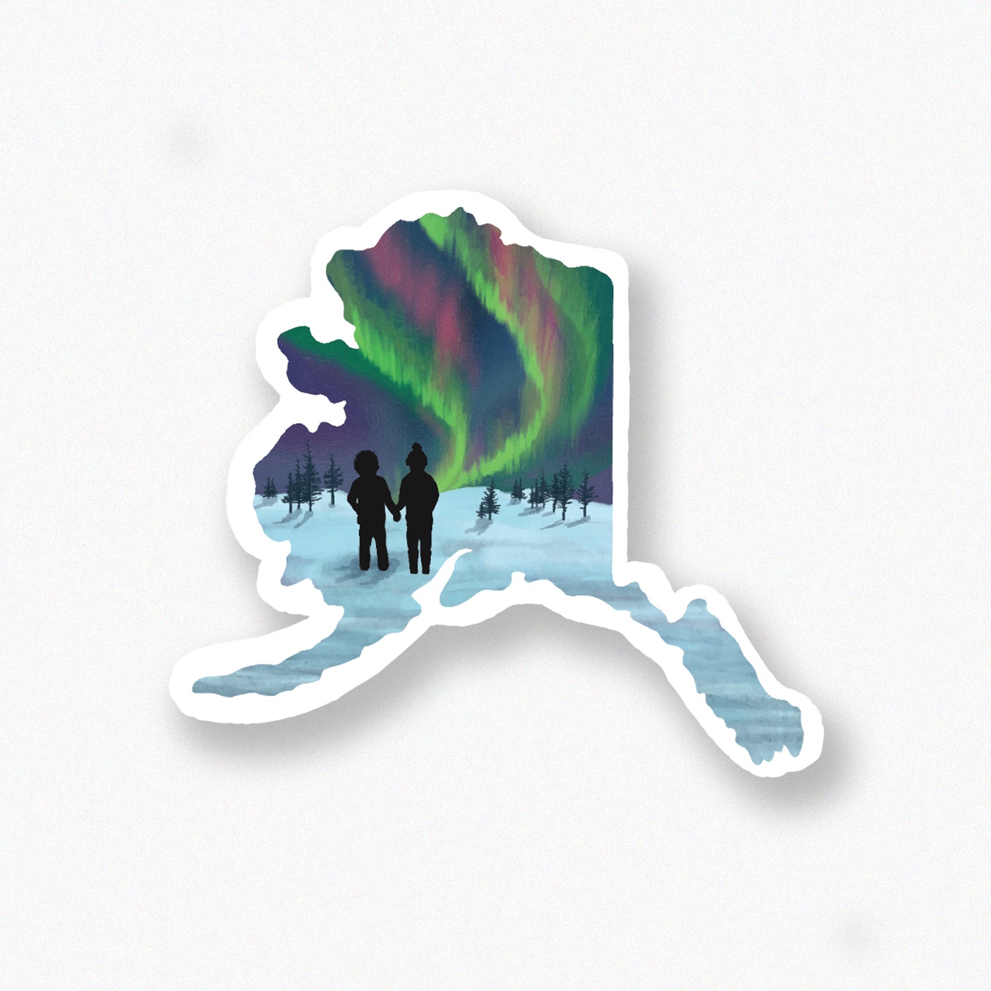 Northern Lights Alaska State Shape sticker