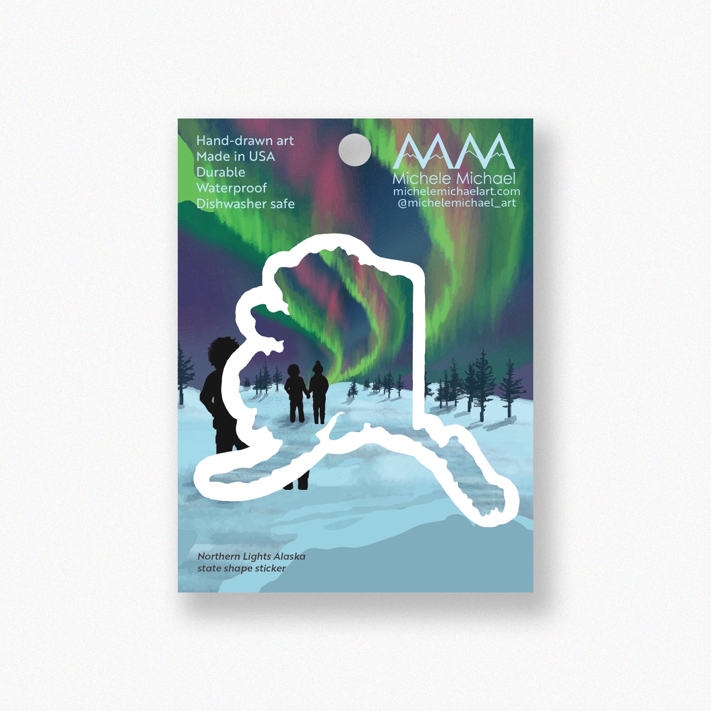 Northern Lights Alaska State Shape sticker