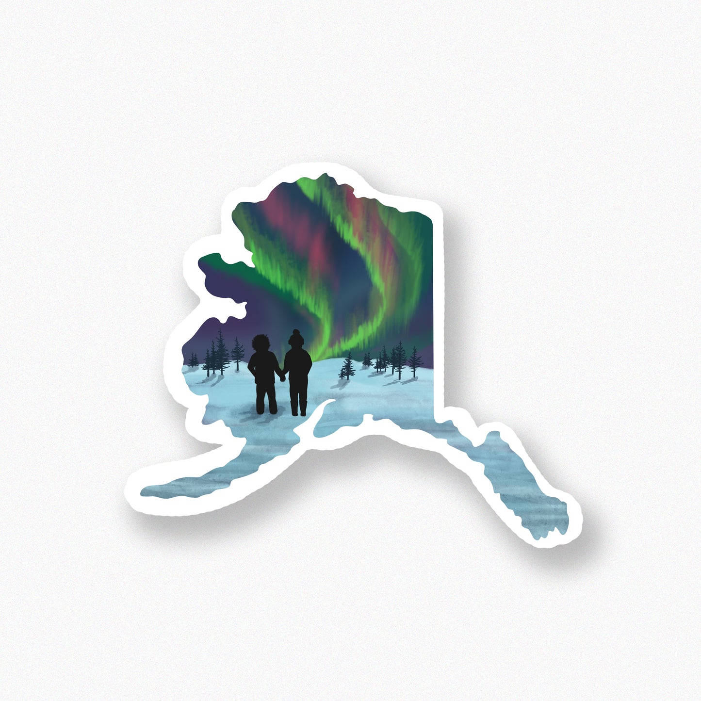 Northern Lights Alaska State Shape sticker