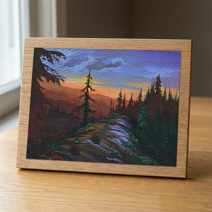 Ridgeline Sunset wood panel print