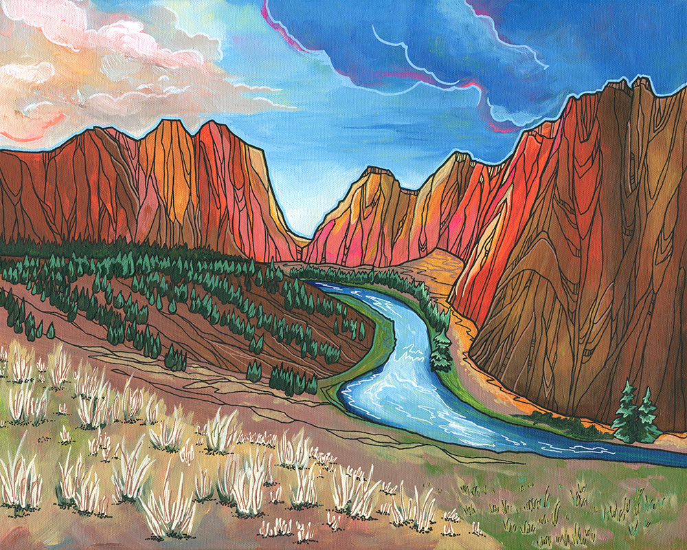 Smith Rock Sunset wood panel print