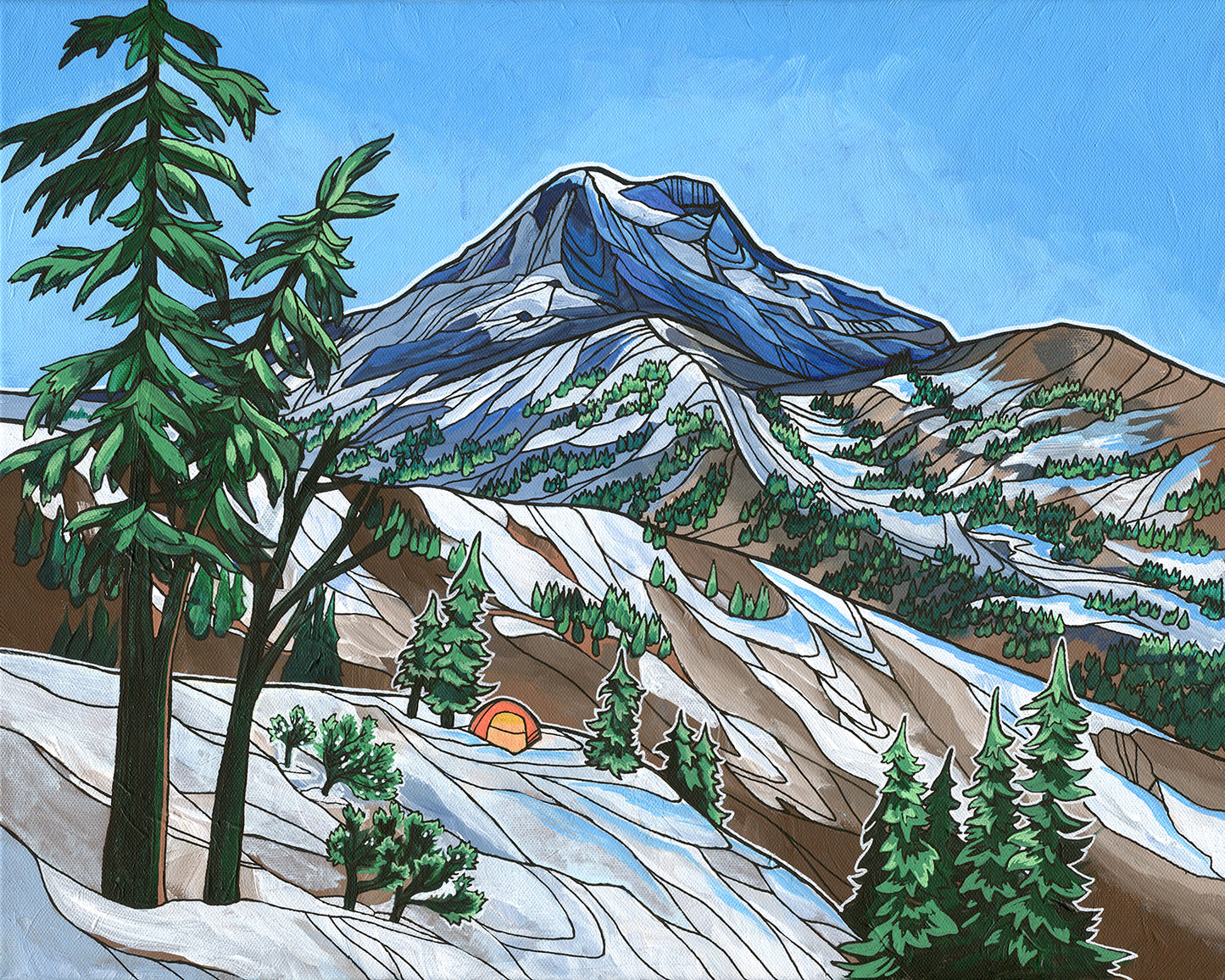 South Sister III wood panel print