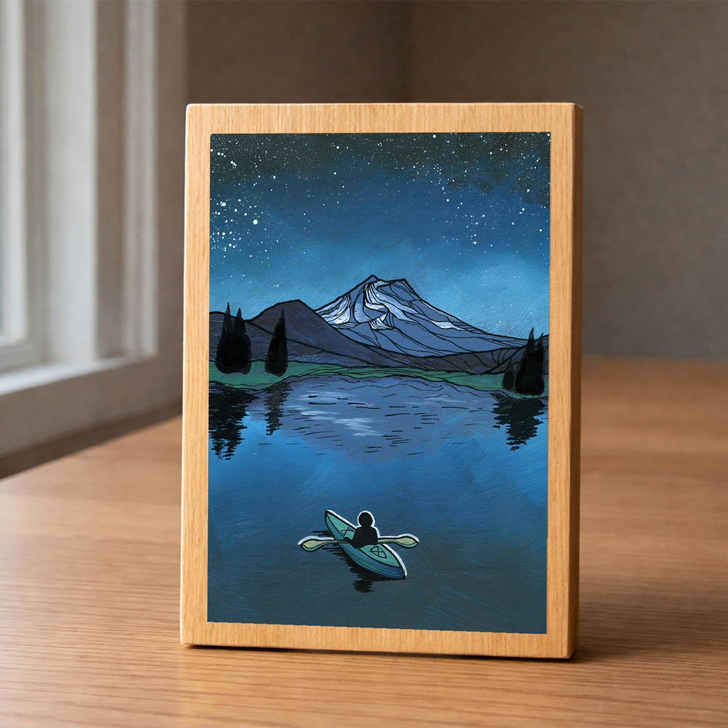 Sparks Lake Kayak wood panel print