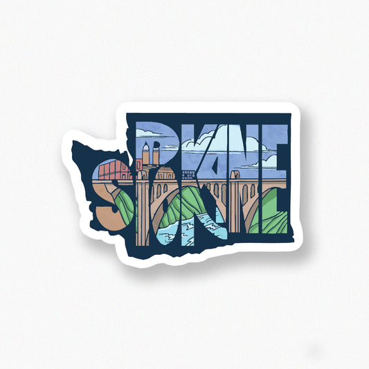 Spokane WA State Shape sticker