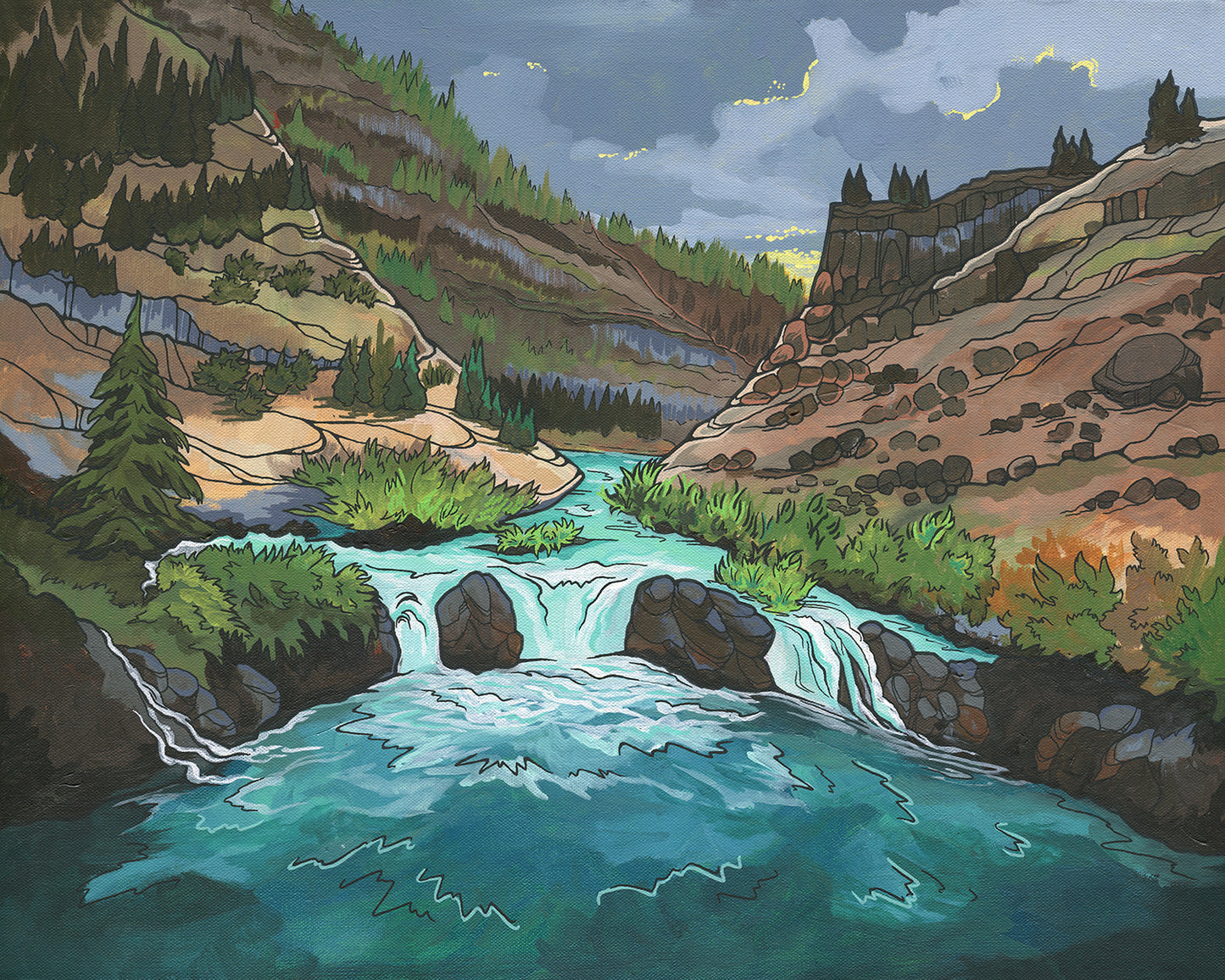 Steelhead Falls wood panel print