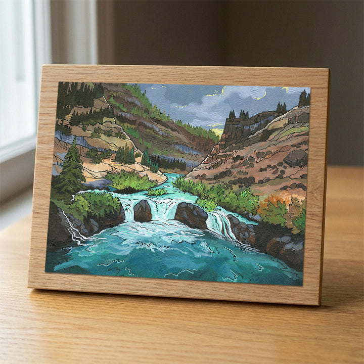 Steelhead Falls wood panel print